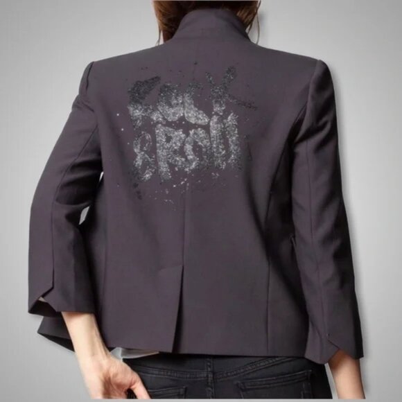 Zadig & Voltaire Women Verys Bis Rock Jacket Gray Size 40/L - Picture 2 of 10